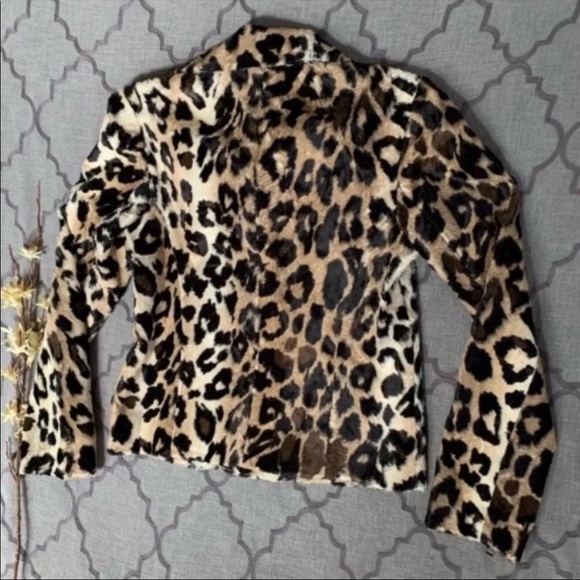 NWT-Wildly Chic Faux Leopard Fur Moto-Style Trina Turk Reprise Jacket (XS/S) - Picture 12 of 13